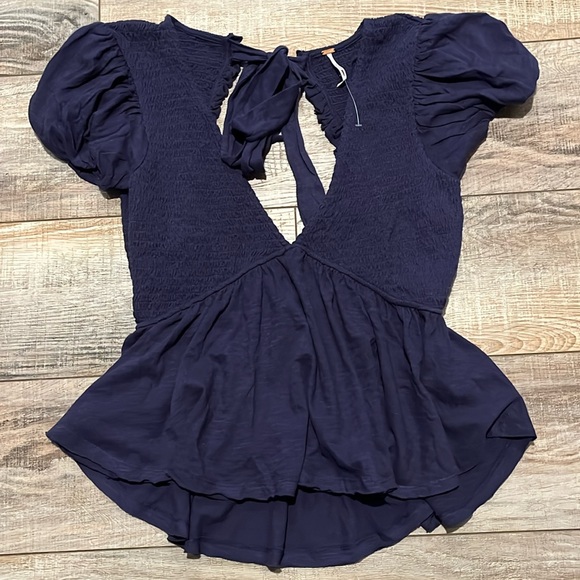Free People Charlotte Peplum Open Back Top NWOT - Picture 10 of 12